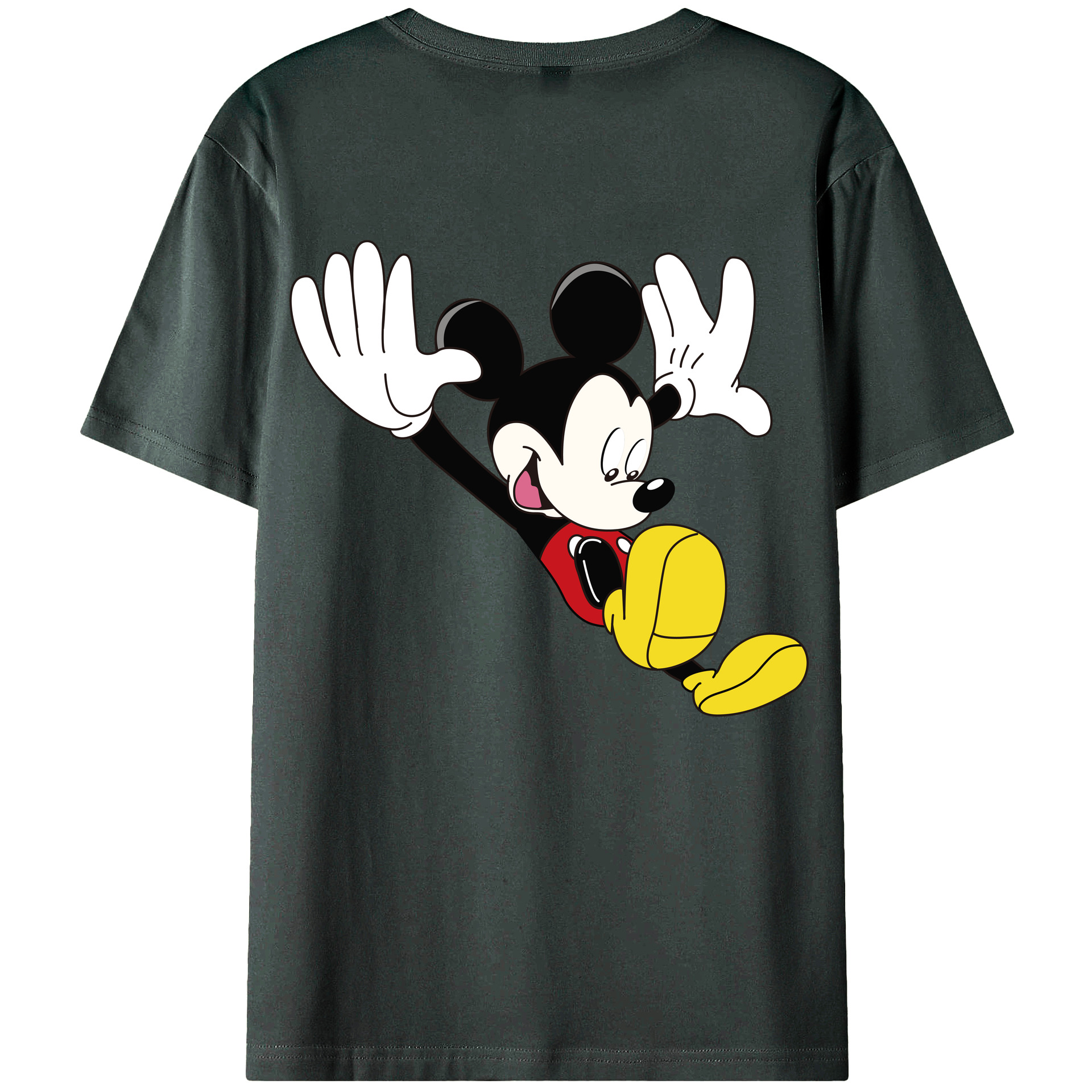 ミッキーマウス Mickey Mouse 綿100％ メンズ半袖Tシャツ（バックプリント） 通気性